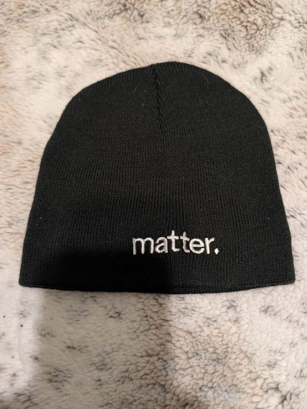 Port & Company Black Knit Beanie Hat Embroidered Matter Skull Cap